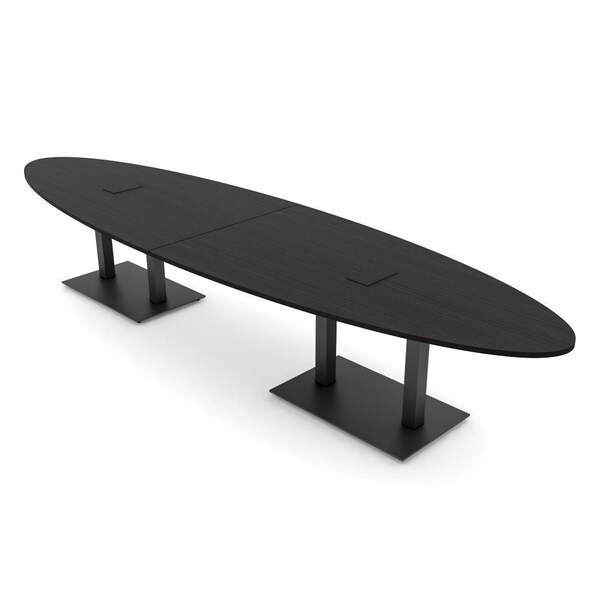Skutchi Designs Oval Conference Table With Power Unit, 48 in W, 168 in L, Black HAR-OVL-48X168-DOU.BK-U999ST19-EBLK - main
