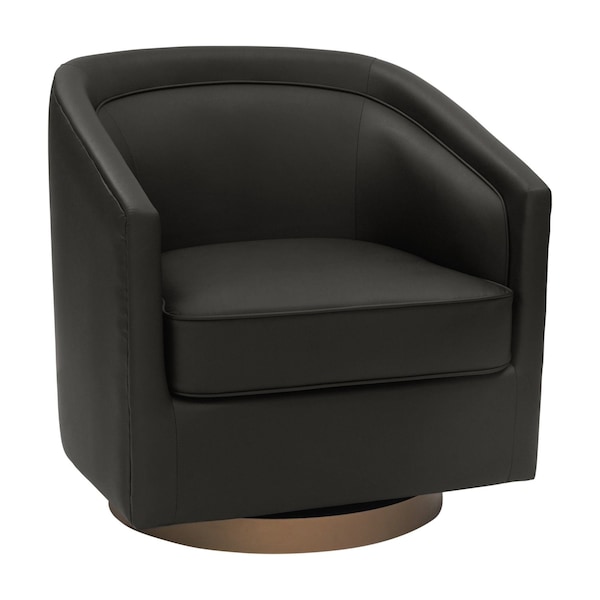 Flash Furniture Dean Club Style Commercial Barrel Accent Armchair, 360 Degree Swivel Metal Base and Sloped Armrests BS-AC22-064-BLKPU-GG - main