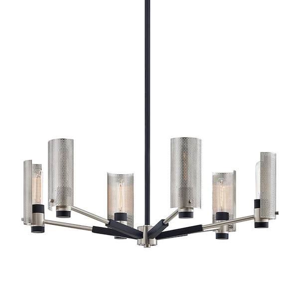Troy Lighting Pilsen 6 Light Chandelier 30 In. Soft Off Black/Satin Nickel F7116-SFB/SN - main