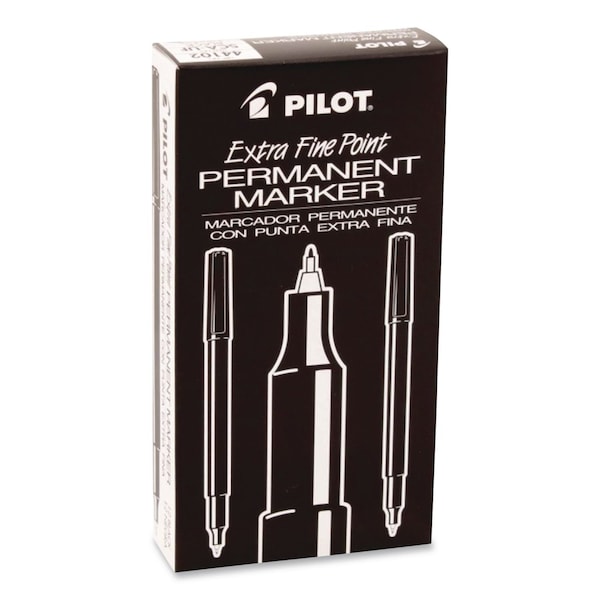 Pilot Extra-Fine Permanent Markers, Extra-Fine Tip, Black, 12PK 44102DZ - main