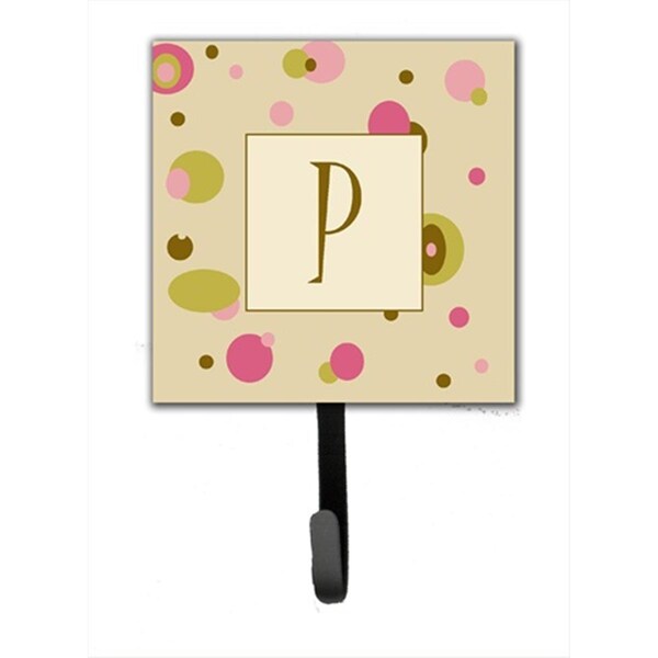 Carolines Treasures Letter P Initial Monogram - Tan Dots Leash Holder Or Key Hook CJ1004-PSH4 - main