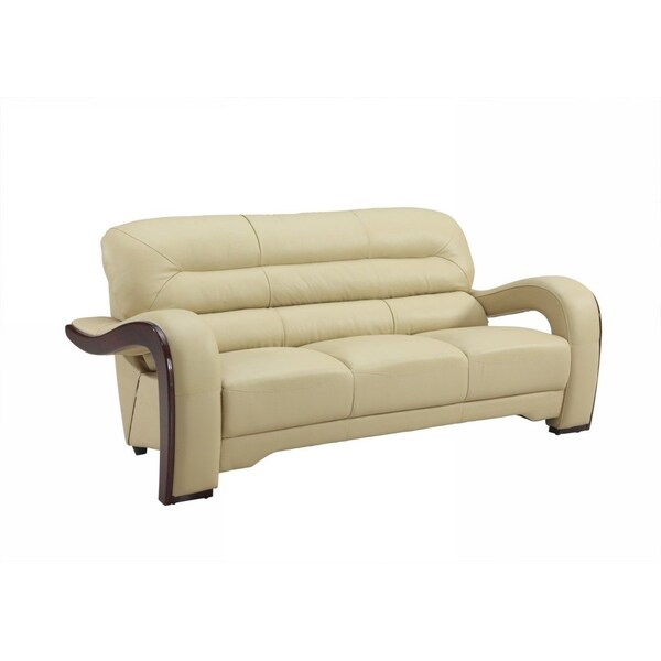 Homeroots 76" Beige Leather Sofa With Silver Legs 329515 - main