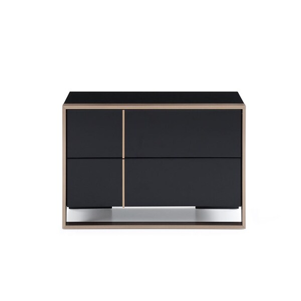 Homeroots 20" Black Wood Two Drawer Nightstand 284193 - main