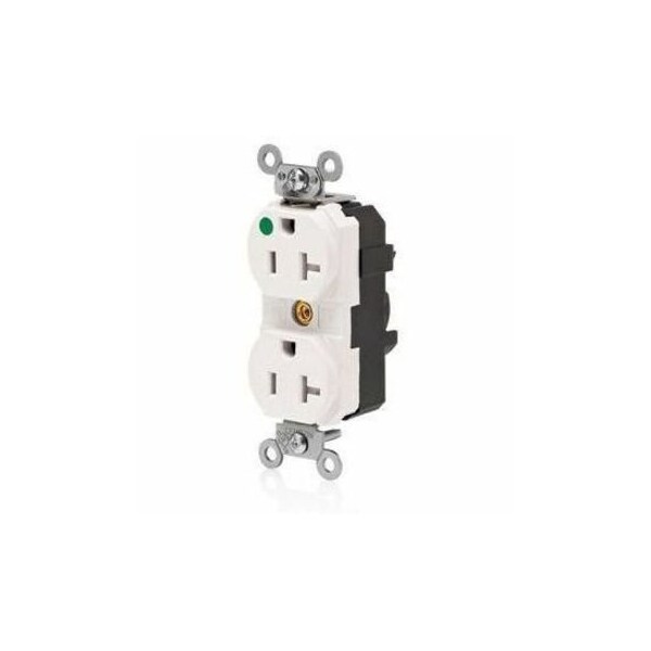 Leviton Lev-Lok Hospital Grade Tamper-Resistant Duplex Receptacle, 20 Amp, 125 Volt MT830-ILW - main