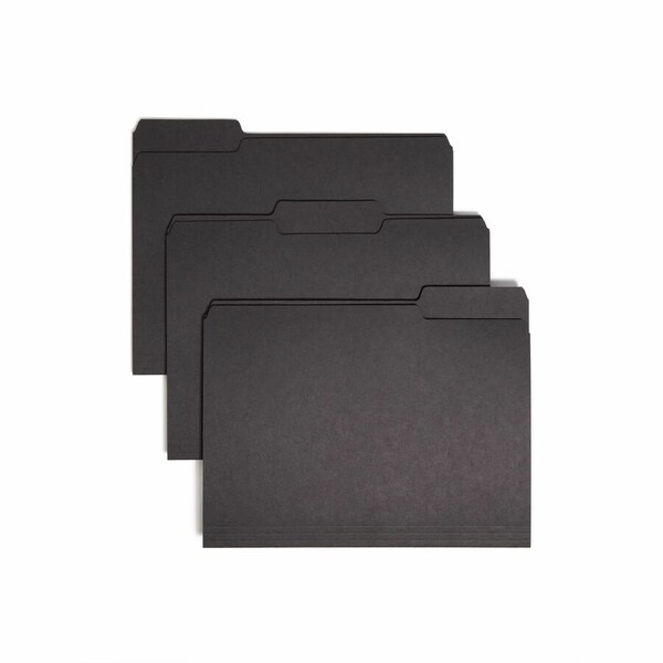 Smead INTERIOR FILE FOLDERS, 1/3-CUT TABS, LETTER SIZE, BLACK/GRAY, 100PK 10243 - main
