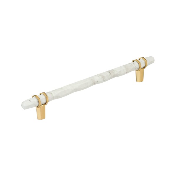 Amerock Carrione 8 inch 203mm Center-to-Center Marble White/Champagne Bronze Cabinet Pull BP36663MWCZ - main