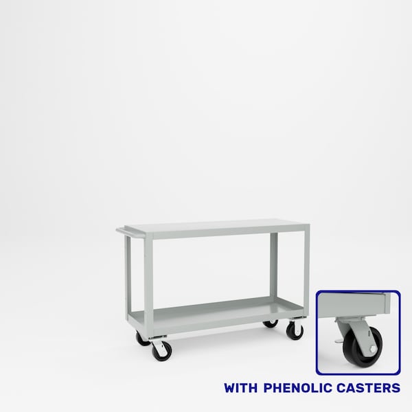 Pucel Heavy Duty Shop Truck, 48 in W x 18 in D x 33.5 in H, Two Shelves, Push Handle, Gray 1848-DT-2P - main