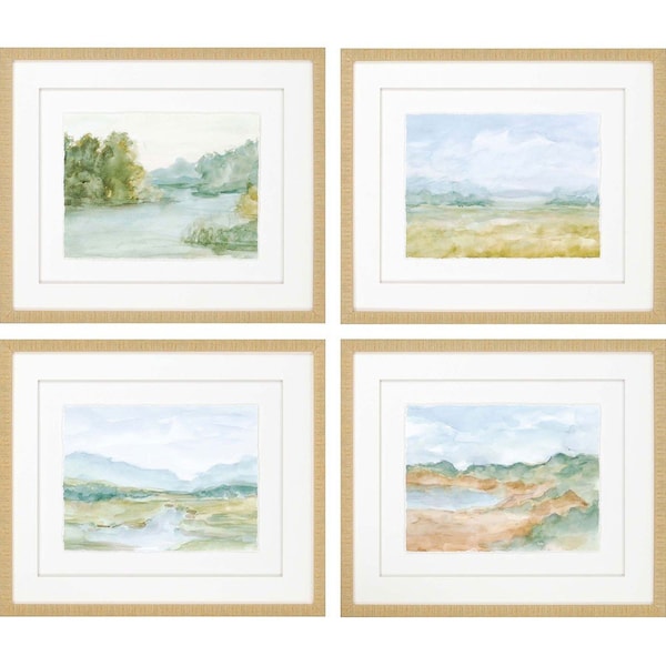 Homeroots Set Of Four Watercolour Framed Art Gold Picture Frame Print Wall Art, 4PK 416344 - main