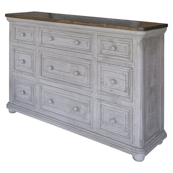 Homeroots 62" Gray Solid Wood Nine Drawer Triple Dresser 524549 - main