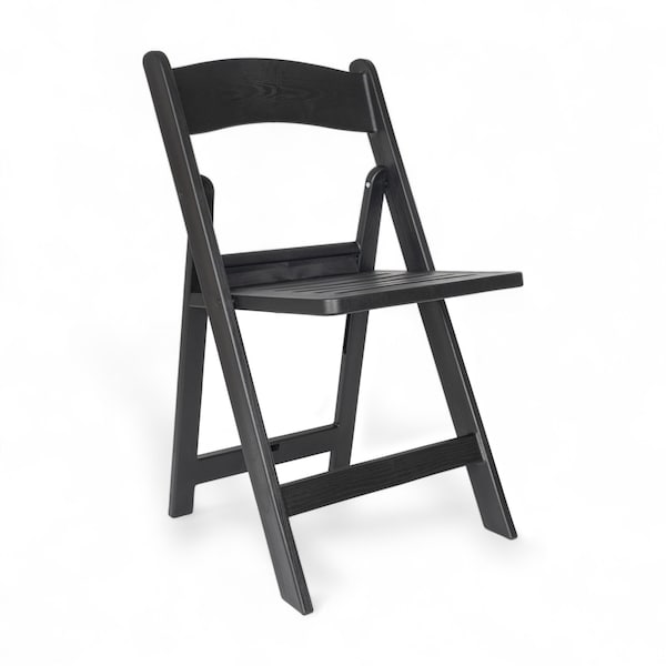 Flash Furniture HERCULES Black Indoor/Outdoor Lightweight Wood Look Resin Folding Event Chair with Slatted Seat LE-L-1-BK-SLAT-GG - main