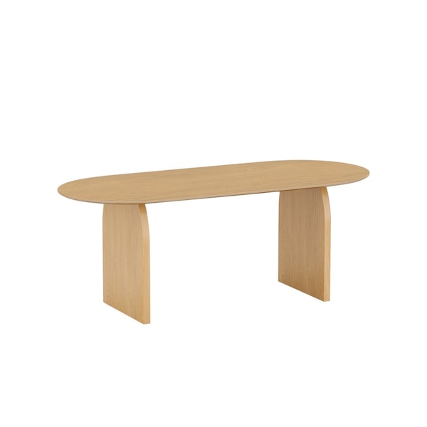 Homeroots 79" Natural Solid Wood Double Pedestal Base Oval Dining Table 712154 - main