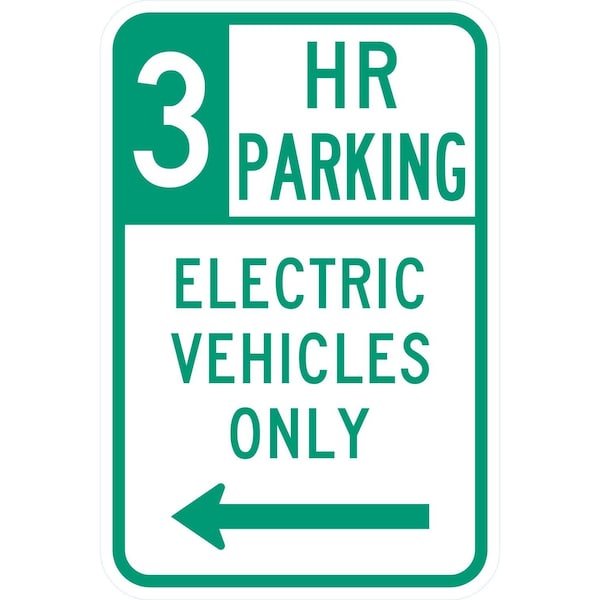 Lyle 3 HR Parking Electric Vehicles Only w/left arrow, 12x18, High Intensity Prismatic, White G-4264-HI_12x18 - main