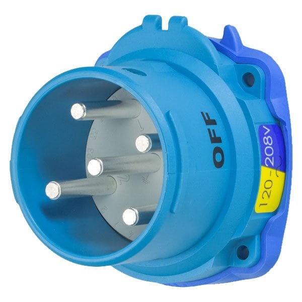 Meltric DSN30 INLET POLY BLUE SIZE 2 TYPE 4X IP 69 3P+N+G 30 A 120/208 VAC 60 Hz NO AUX 63-38167 - main