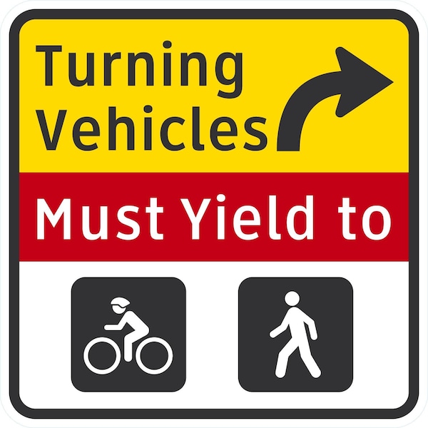Lyle Turning Vehicles Must Yield To (with Right Arrow), 24x24, Engineer Grade, White G-13637-EG_24x24 - main