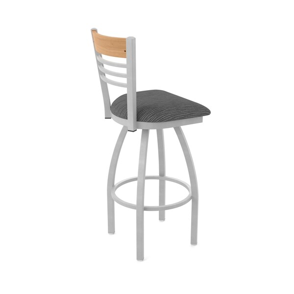 Holland Bar Stool Co Eleanor 30in Swivel Bar Stool with Anodized Nickel Finish, Medium Back and Graph Coal Seat 880 - main
