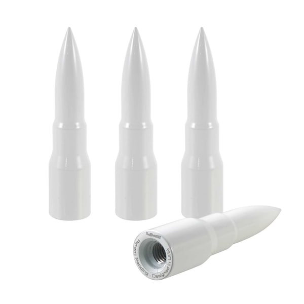 True Spike LUG NUTS Painted White Billet Aluminum 73 Millimeter Length Bullet Style Set Of 4 LGC001WH - main