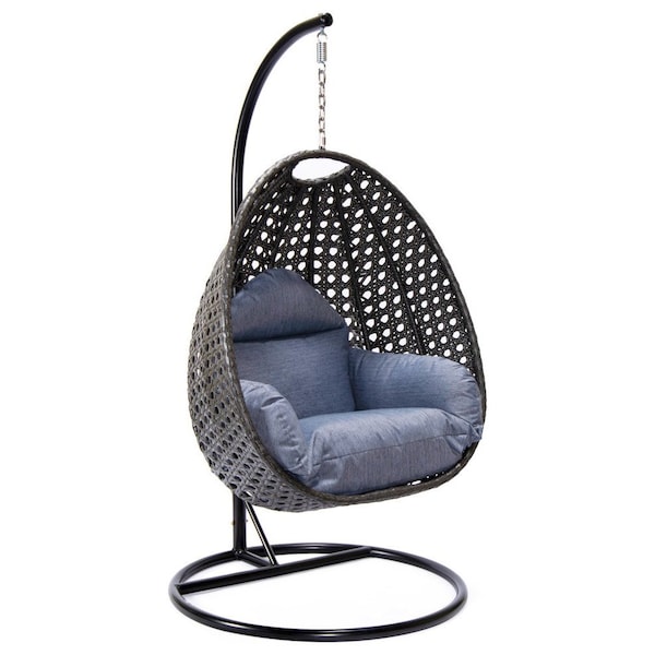 Leisuremod Charcoal Wicker Hanging Egg Swing Chair with Charcoal Cushions ESCCH-40CBU - main