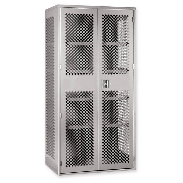 Pucel Heavy Duty Storage Cabinet with Casters, Perforated Doors and Sides, 48in W x 66in H x 19in D, Gray HDSC-4860-19-3C-PERF - main