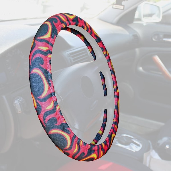 Coverking STEERING WHEEL GRIP DESIGNER VELOUR FIRE DESIGN M10A25 - main