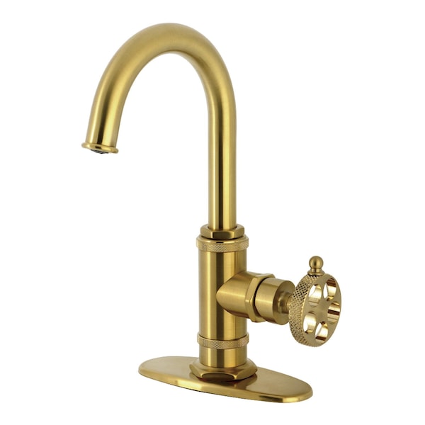 Kingston Brass Single-Handle Bar Faucet with Knurled Handle, Brushed Brass KSD8507RKX - main