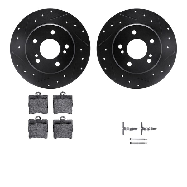 Dynamic Friction Co DFC Rotors-Drilled & Slotted-Black w/ EURO 5000 Ceramic Brake Pads Incl Hdw 8612-63029 - main