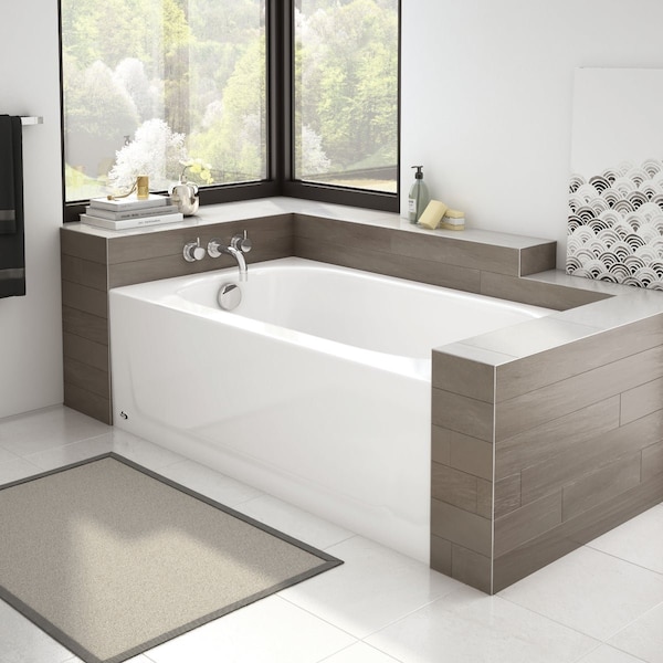 Bootz Kona 54''Lx30'' Wx15-1/4''D Porcelain Enamel Alcove Left Drain Bathtub in Wht 011-3303-00 - main