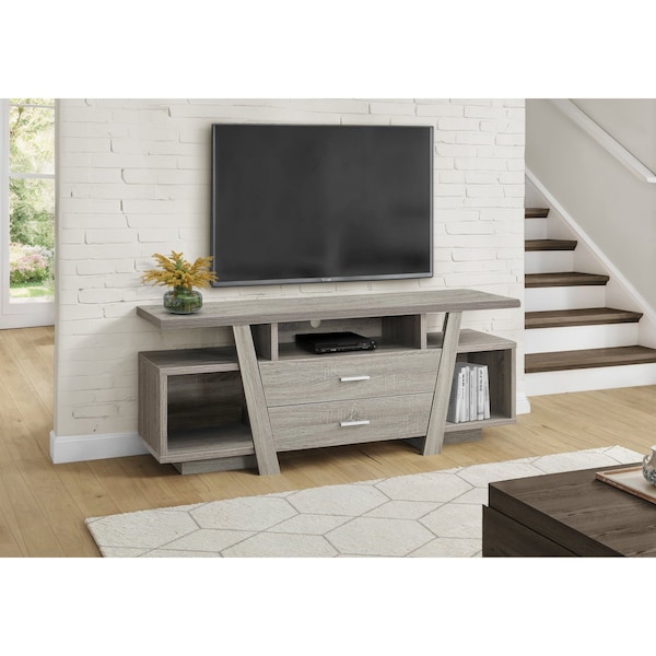 Monarch Specialties Tv Stand, 60 Inch, Console, Storage Drawers, Living Room, Bedroom, Laminate, Brown I 2721 - main