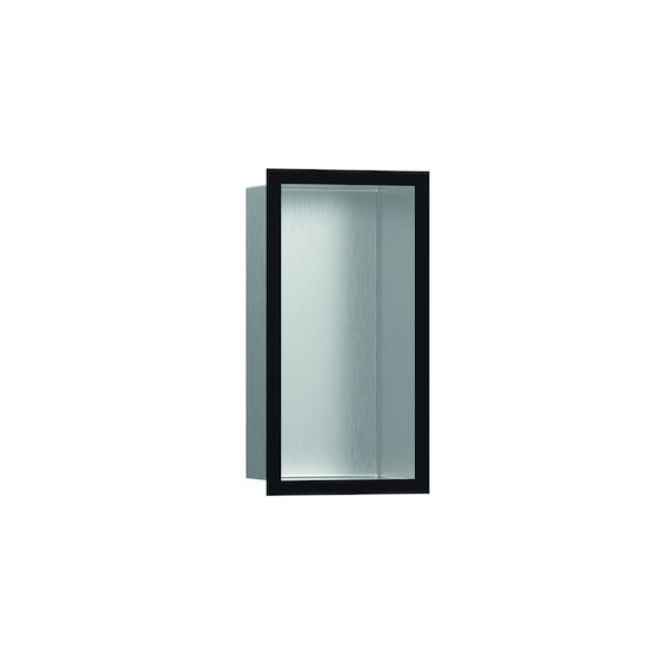 Hansgrohe XtraStoris Individual Wall Niche Brushed Stainless Steel w/ Design Frame 12"x 6"x 4" in Matte Black 56094670 - main