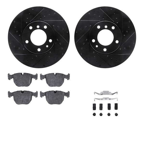 Dynamic Friction Co DFC Rotors-Drilled & Slotted-Black w/ EURO 5000 Ceramic Brake Pads Incl Hdw 8612-31029 - main