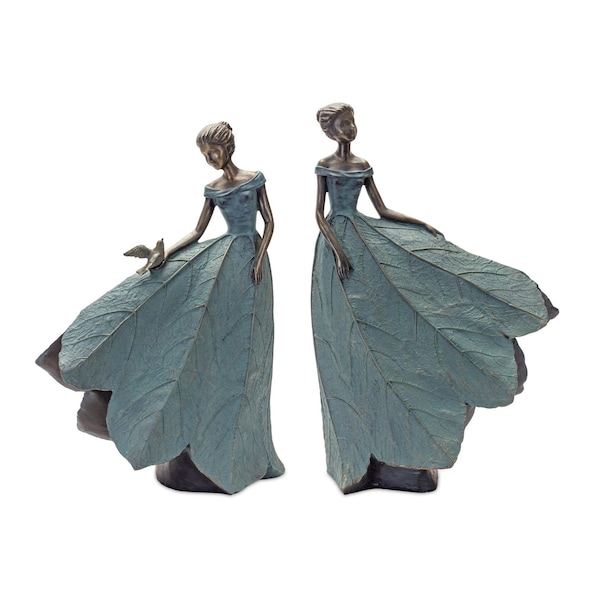 Homeroots Set of Two 21" Blue Resin Woman Figurine Tabletop Sculpture, 2PK 518073 - main