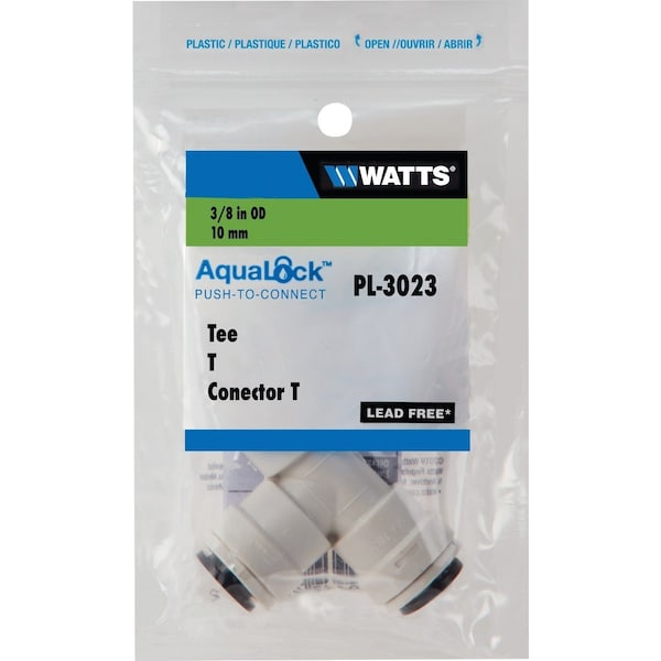 Watts 3/8'' x 3/8'' x 3/8'' OD Tubing Quick Connect Plastic Tee PL-3023 - main