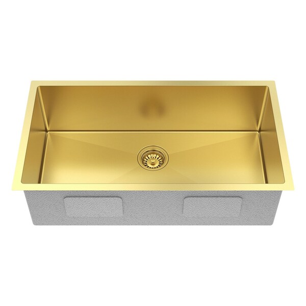 Homeroots 10in X 33in Gold Stainless Steel Undermount Kitchen Sink 719941 - main