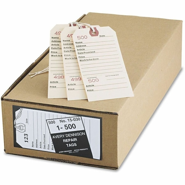 Avery Repair Tag, Card Stock, 2.63 in W, Beige, Rectangle 15030 - main
