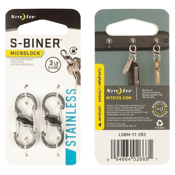 Nite Ize Key Carabiner, 1.39 in OAL, 0.62 in Dia Ring, Stainless Steel, Silver LSBM-11-2R3 - main