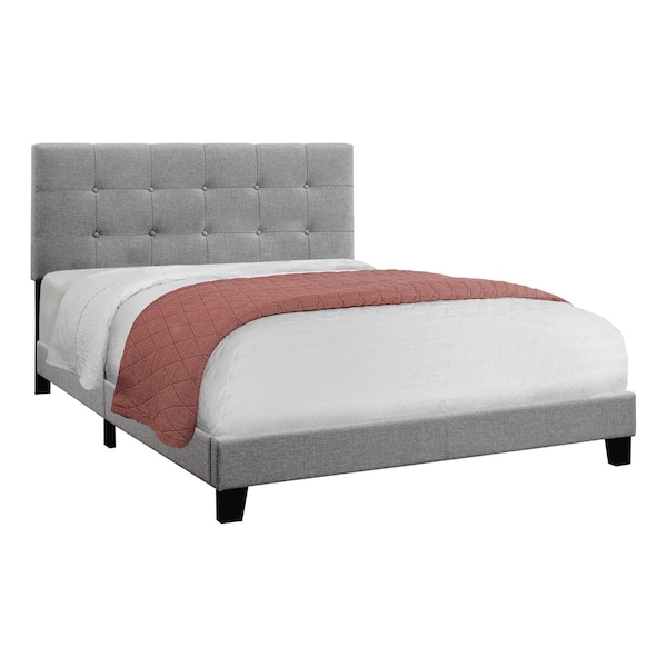 Homeroots Gray Queen Tufted Upholstered Bed Frame 333285 - main
