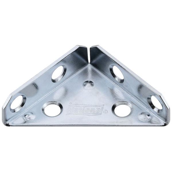 National Hardware V124 Series Corner Brace, 2 in L, 3.4 in W, 2 in H, Steel, Zinc, 2PK N337-675 - main