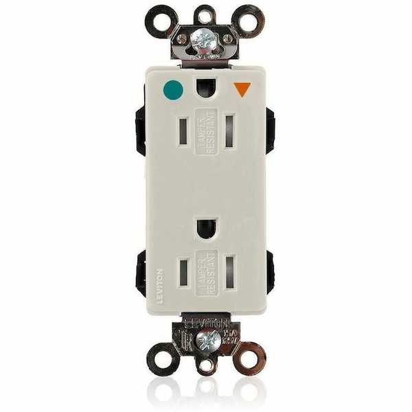 Leviton Straight Blade Receptacle, 5-15R, 15 A, 125V AC, Isolated Ground MDT82-IGT - main