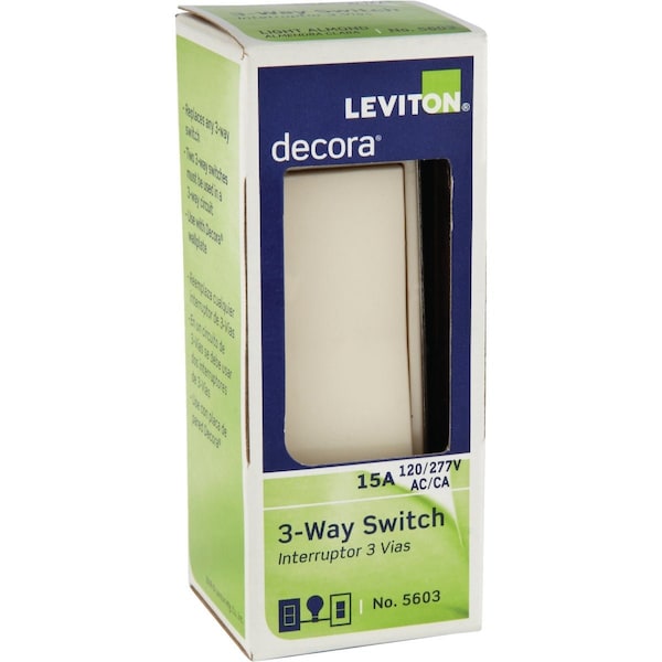 Leviton Decora Rocker Light Almond 15A Grounded 3-Way Switch S16-05603-2TS - main