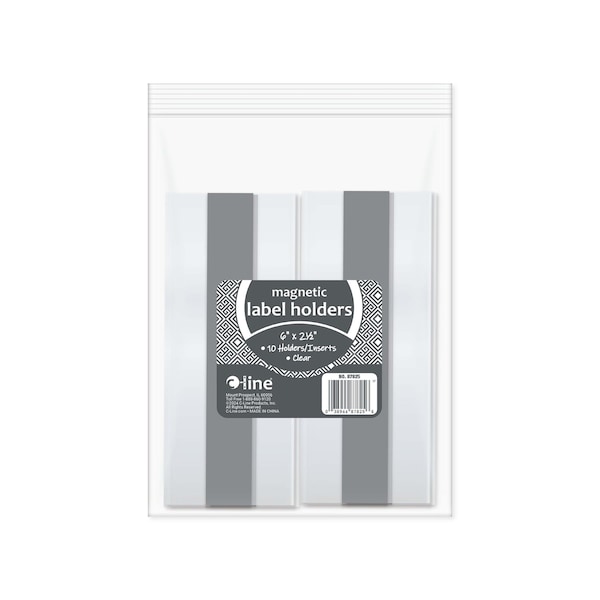 C-Line Products 2-1/2" x 6" Side Load Magnetic Label Holders, 10/PK, 10PK/BX 87825-BX - main