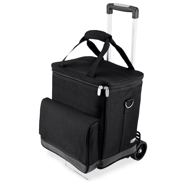 Picnic Time Family Of Brands Cellar 6-Bottle Wine Carrier & Cooler Tote with Trolley, Black with Gray Accents 660-85-179-000-0 - main