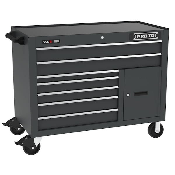 Proto 550 Series Rolling Tool Cabinet, 7 Drawer, Dual Black, Steel, 50 in W x 25-1/4 in D x 41 in H J555041B-7DB-1S - main