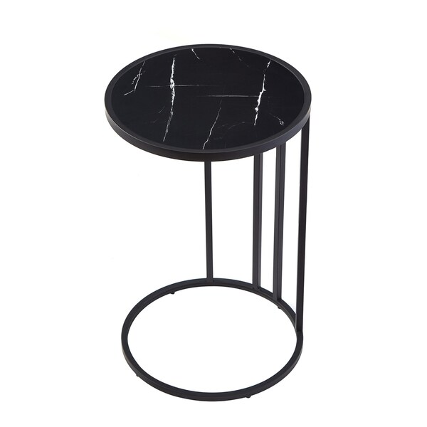 Homeroots 25" Black Veneer Round End Table 543900 - main