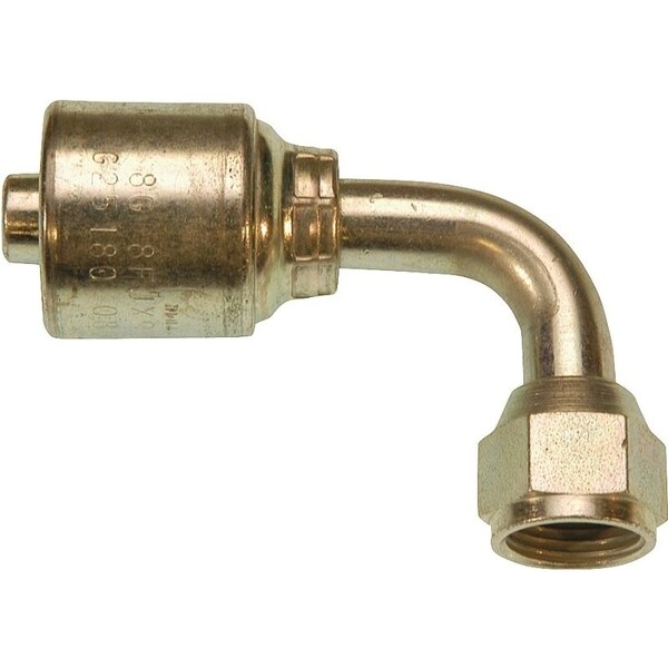 Gates MegaCrimp G25179-0808 Hose Coupling, 3/4-16, Crimp x JIC, 90 deg Angle, Steel, Zinc G251790808 - main