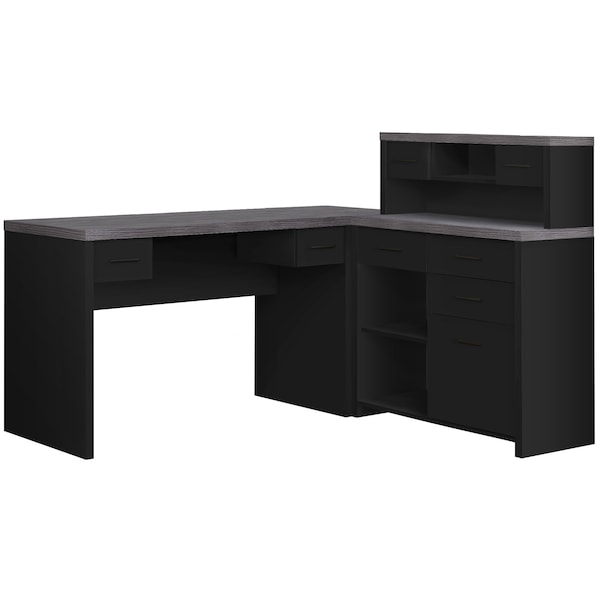 Homeroots 59" Gray and Black L Shape Computer Desk With Eight Drawers 333528 - main
