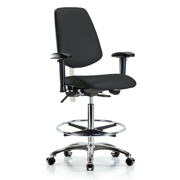 Blue Ridge Ergonomics Clean Room Chair Vin Hi Ben Chair, Med, Bk, Blk, CL100, Adjustable Arms, 26" to 35-1/2" Height, Vinyl BR-NCR-VHBCH-MB-CR-T0-A1-CF-CC-8540 - main