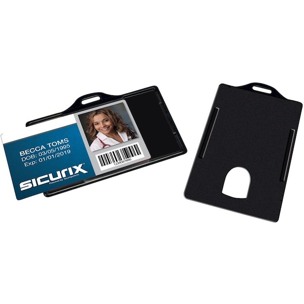 Baumgartens ID Card Holder, Horizontal, 3-3/8" x 2-1/8", Black, 25/Pack 68310 - main
