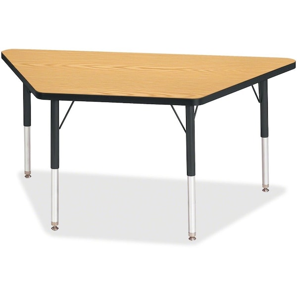 Jonti-Craft Berries Trapezoid Activity Tables, 24 in. x 48 in., E-height, Oak/Black/Black 6438JCE210 - main