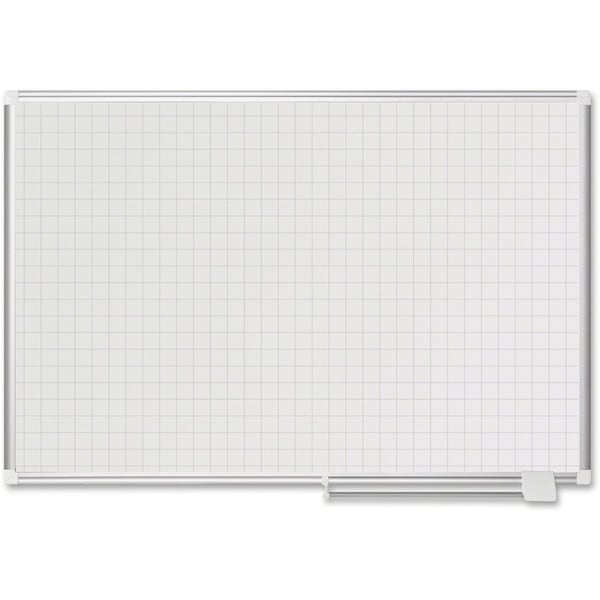 Mastervision Grid Board, Steel, 38 in, 50 in, Aluminum Frame, White, Gloss MA0547830 - main