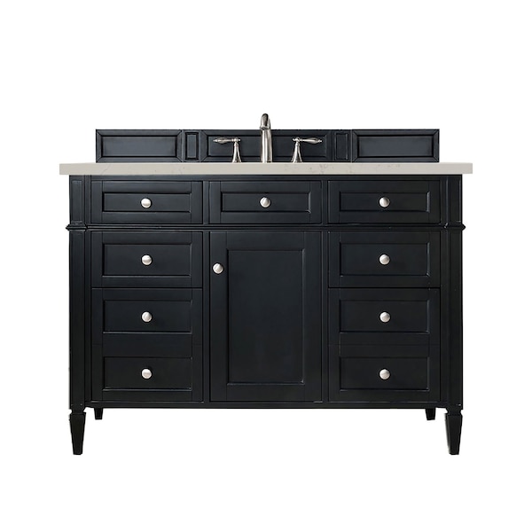 James Martin Vanities Brittany 48" Single Vanity, Black Onyx, w/ 3 CM Siberian Silestone Top 650-V48-BKO-3SFR - main