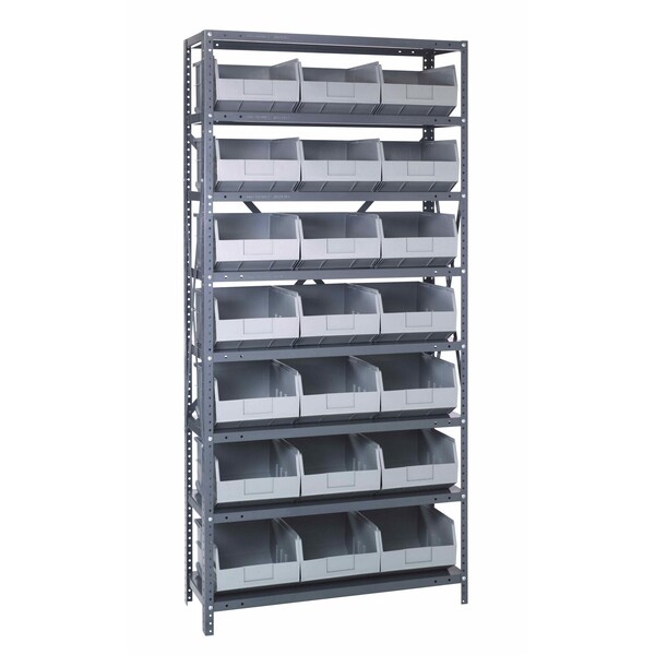 Quantum Storage Systems STEEL SHELVING UNIT W/ 21 BINS GRAY 1875-465GY - main